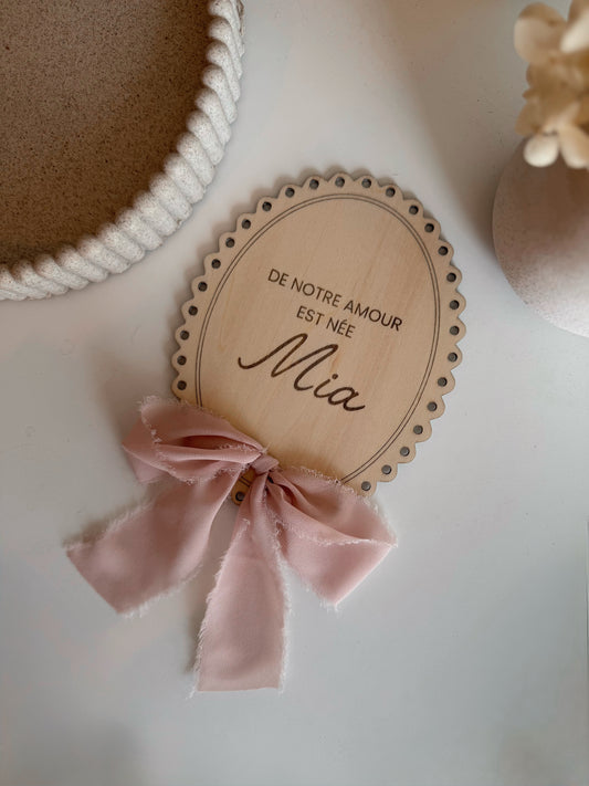 Pancarte bienvenue bébé vintage en bois