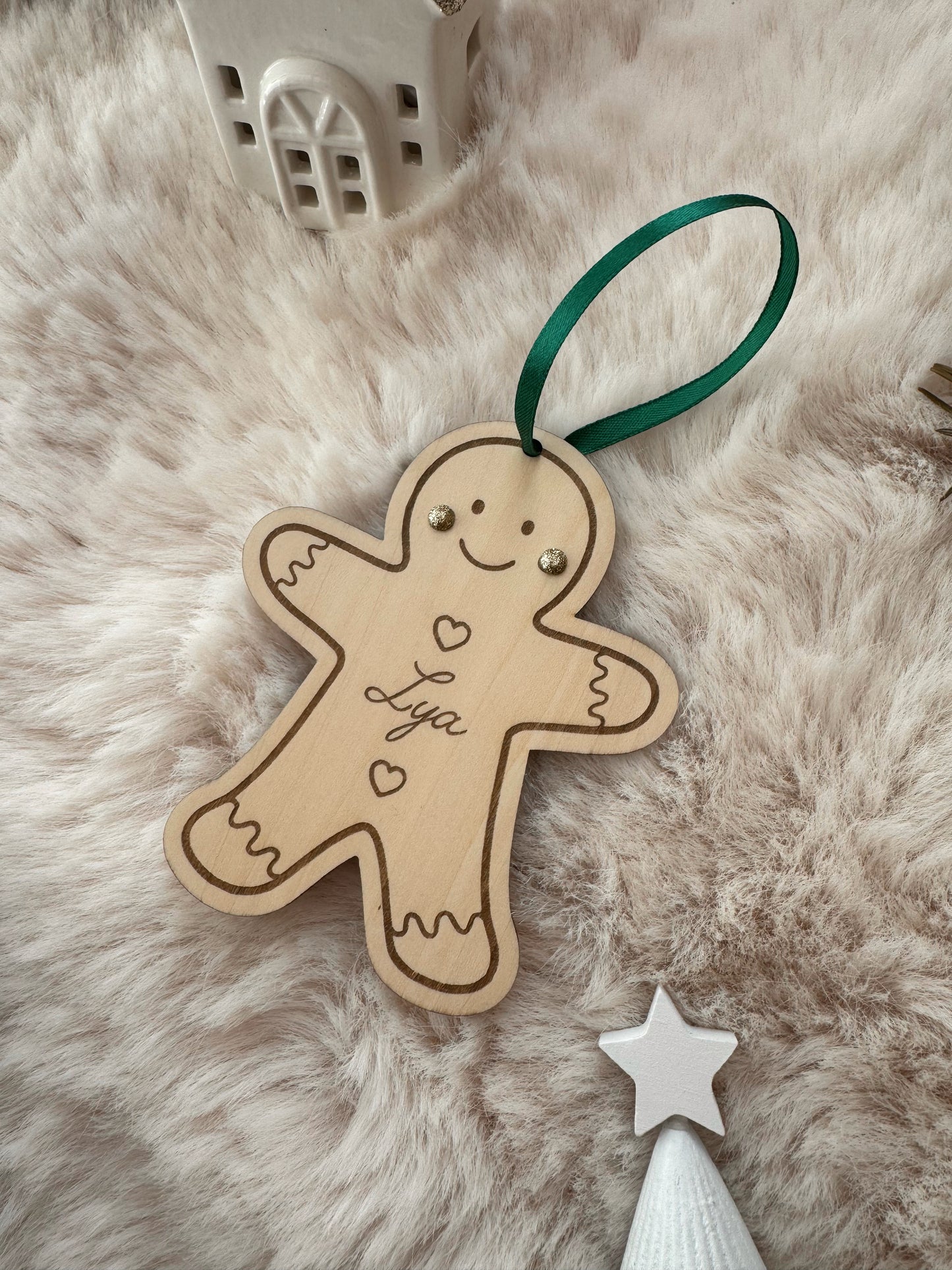 Bonhomme en pain d’épices personnalisé - Suspension sapin en bois