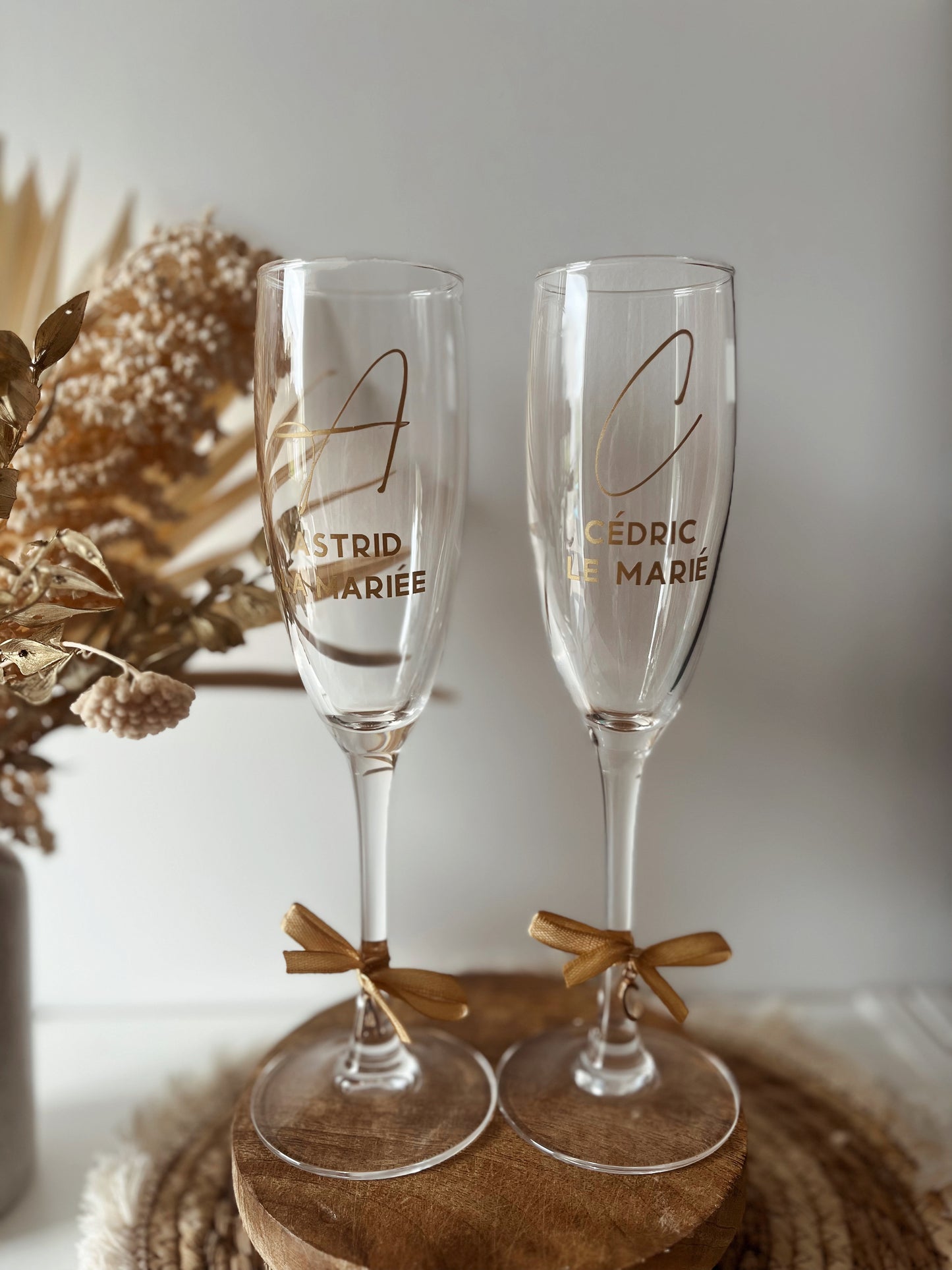 Duo de flûtes à champagne personnalisées - Le marié / La mariée